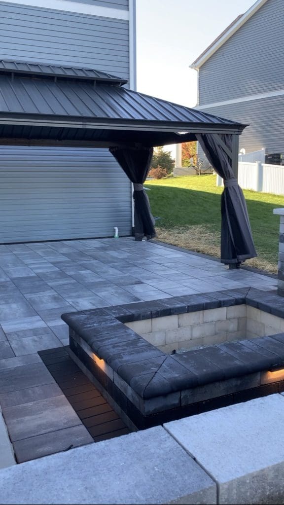 Outdoor Patio, Fire Pit, Seating Wall, and Gazebo